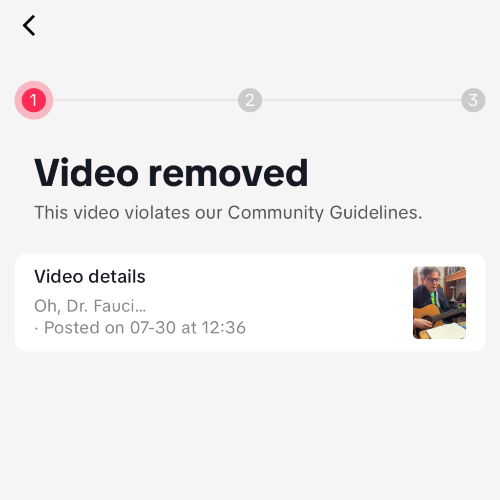 Content removed the Fauci song